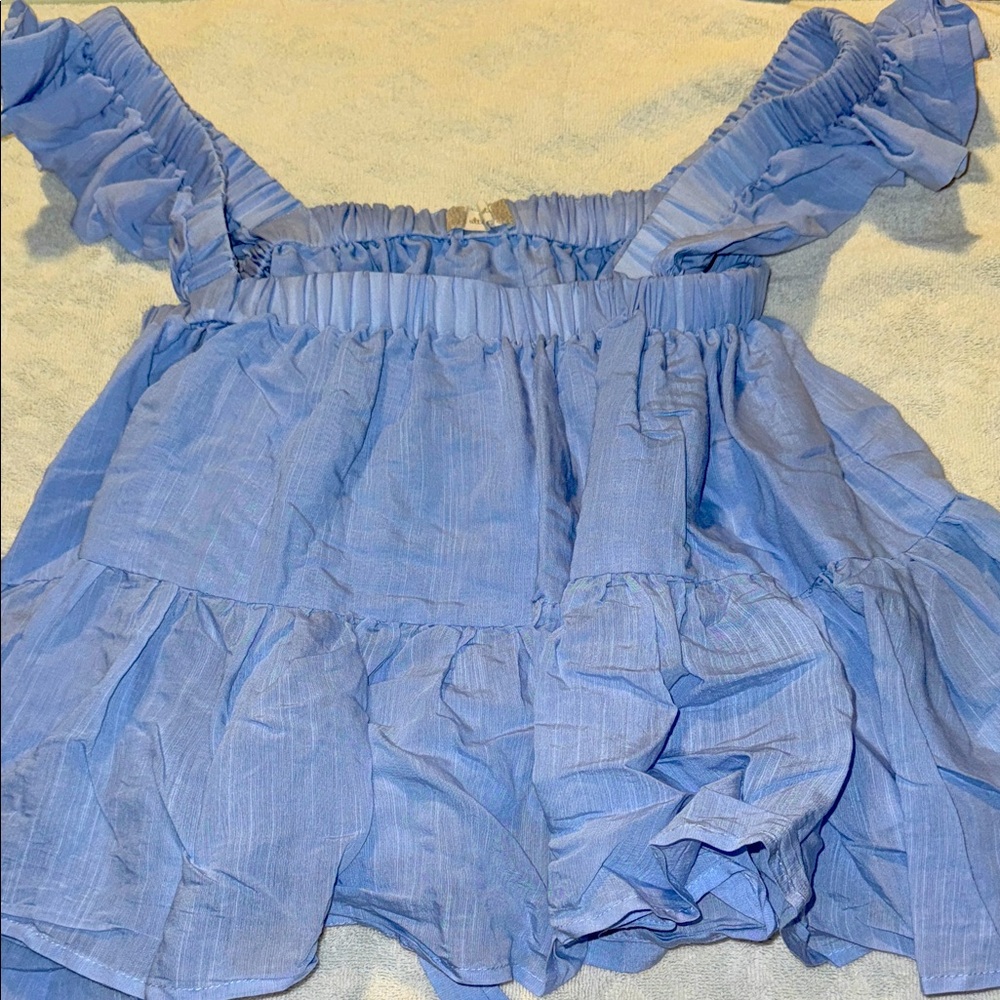 Altar'd State Light Blue Ruffled Blouse